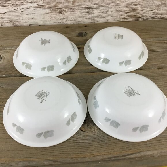 Set of 4 Corelle Friendship 10 Oz Dessert Bowls 5 3/4" White w/ Gray Flowers - Picture 11 of 16